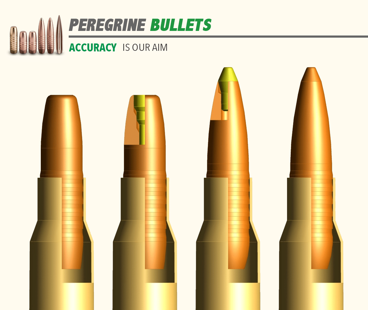 Solid Brass Bullets - Peregrine Monolithics